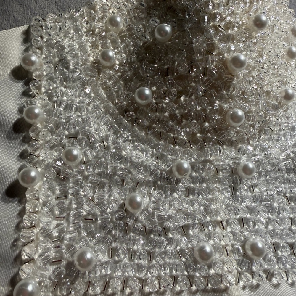 Strapless Pearl & Beaded Bustier Bra in Ivory - Picture 8 of 9